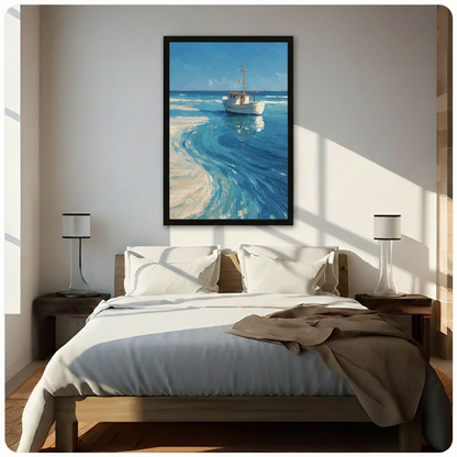 Ocean Fishing Boat Coastal Canvas Wall Art