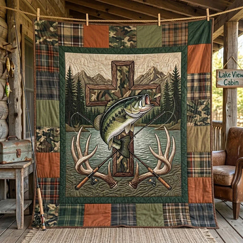 Fishing Cross Wilderness Quilt Blanket