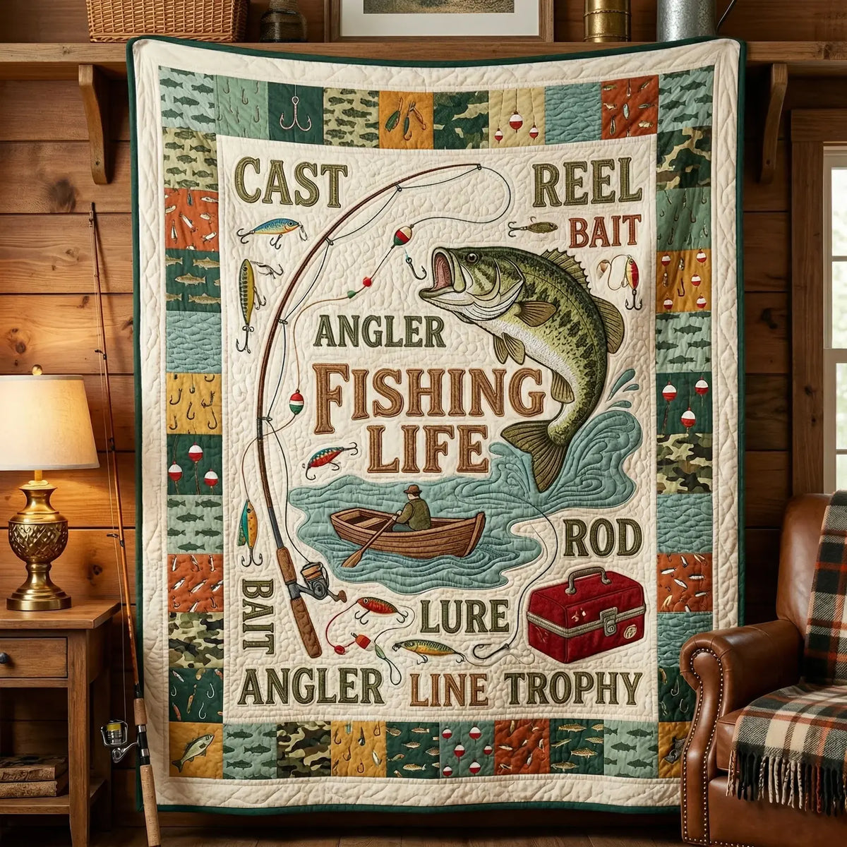 Fishing Life Quilt Blanket