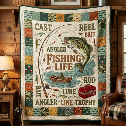 Fishing Life Quilt Blanket