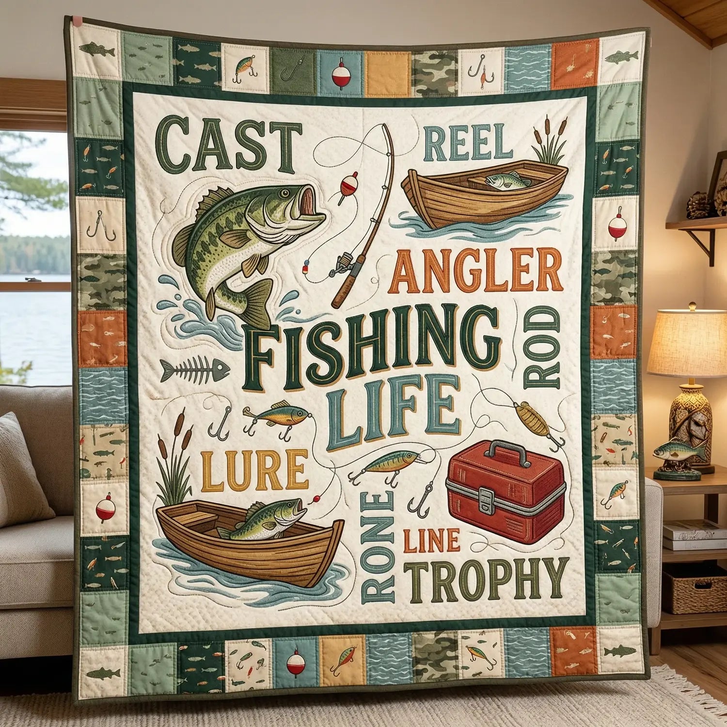 Fishing Life Quilt Blanket