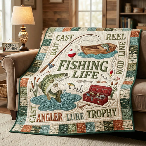 Fishing Life Quilt Blanket