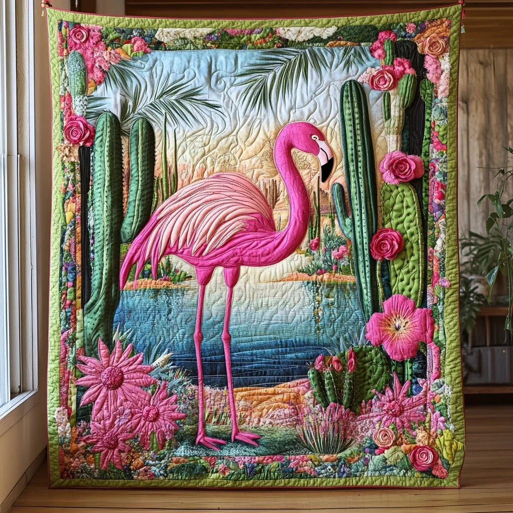 Flamingo Fiesta Quilt Blanket