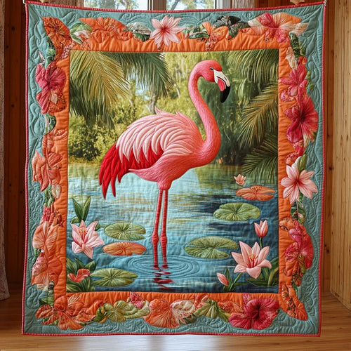 Flamingo Reflections Quilt Blanket