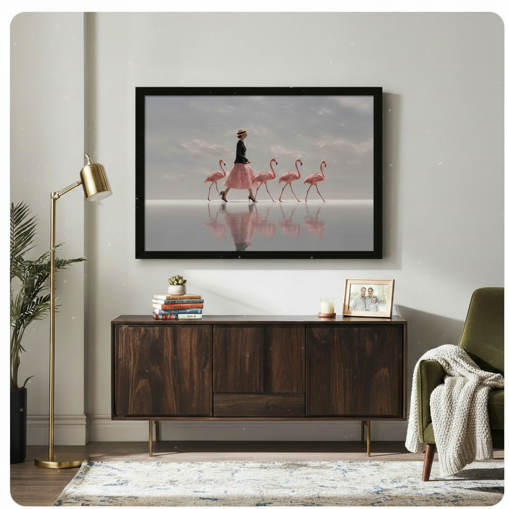 Elegant Flamingo Walk Canvas Art Wall Art