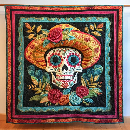 Flor De Calavera Quilt Blanket