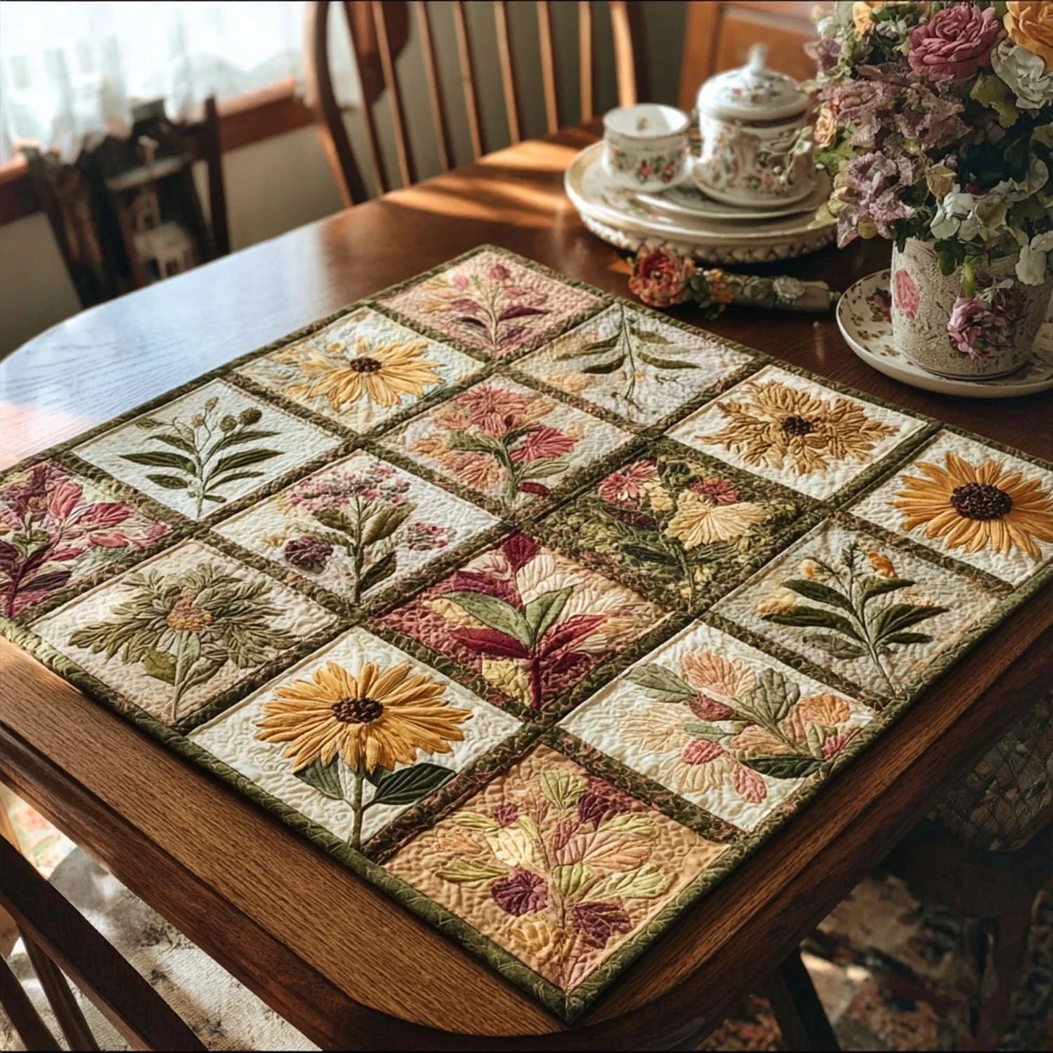 Flora Drift Quilted Table Topper