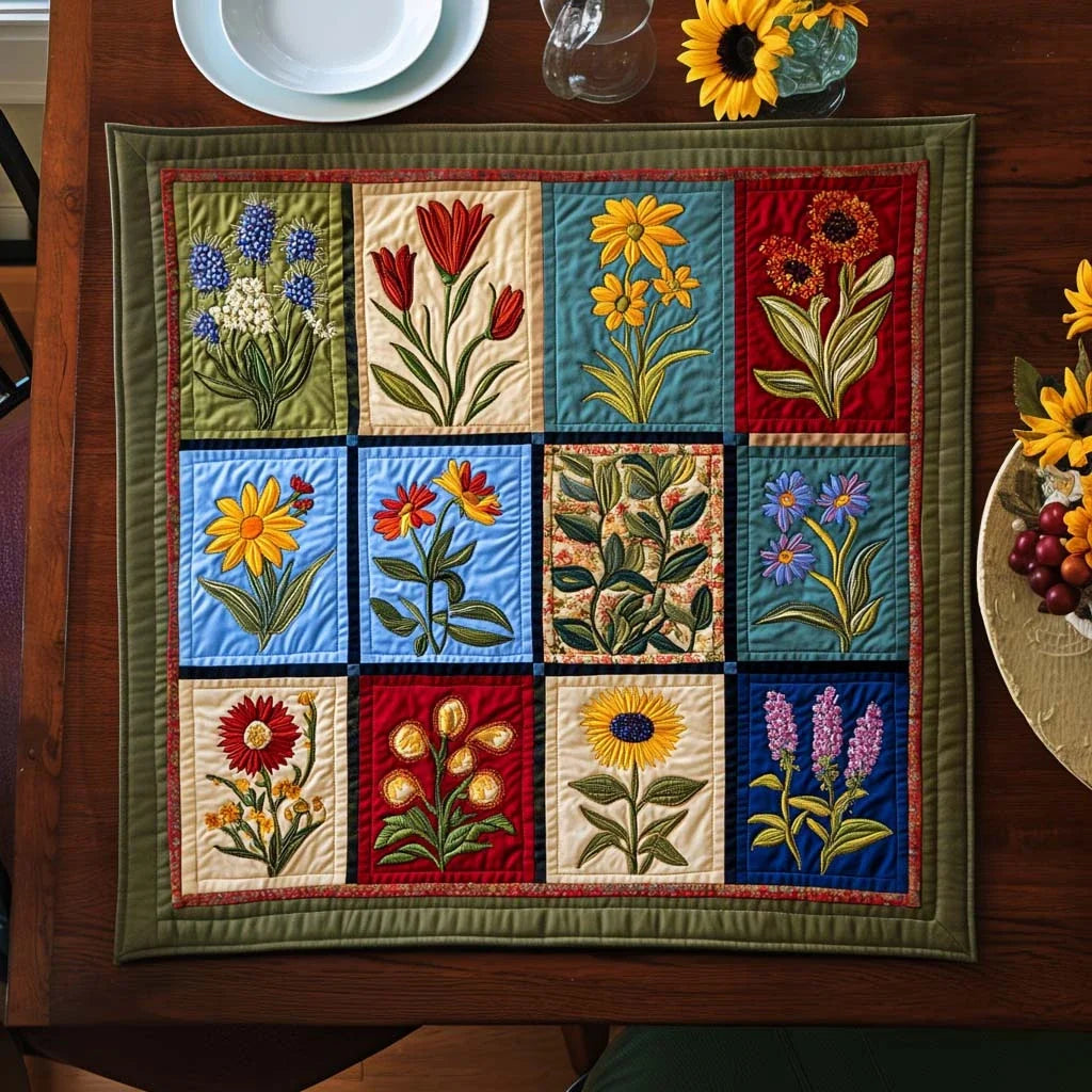 Floral Charm Quilted Table Topper