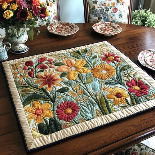 Floral Charm Quilted Table Topper