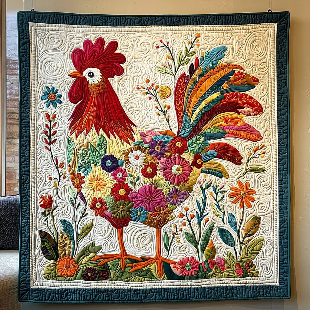 Floral Chicken Quilt Blanket