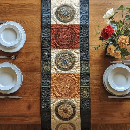 Floral Circle Quilted Table Runner