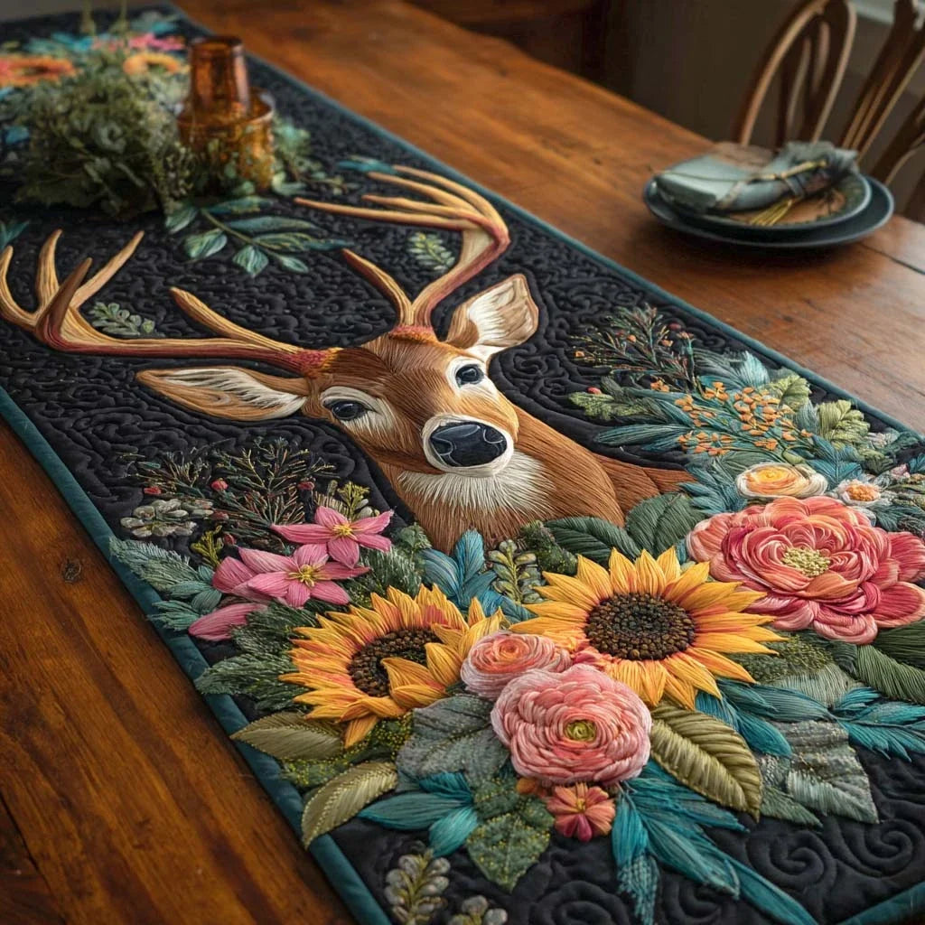 Floral Crowned Guardian Quilted Table Runner