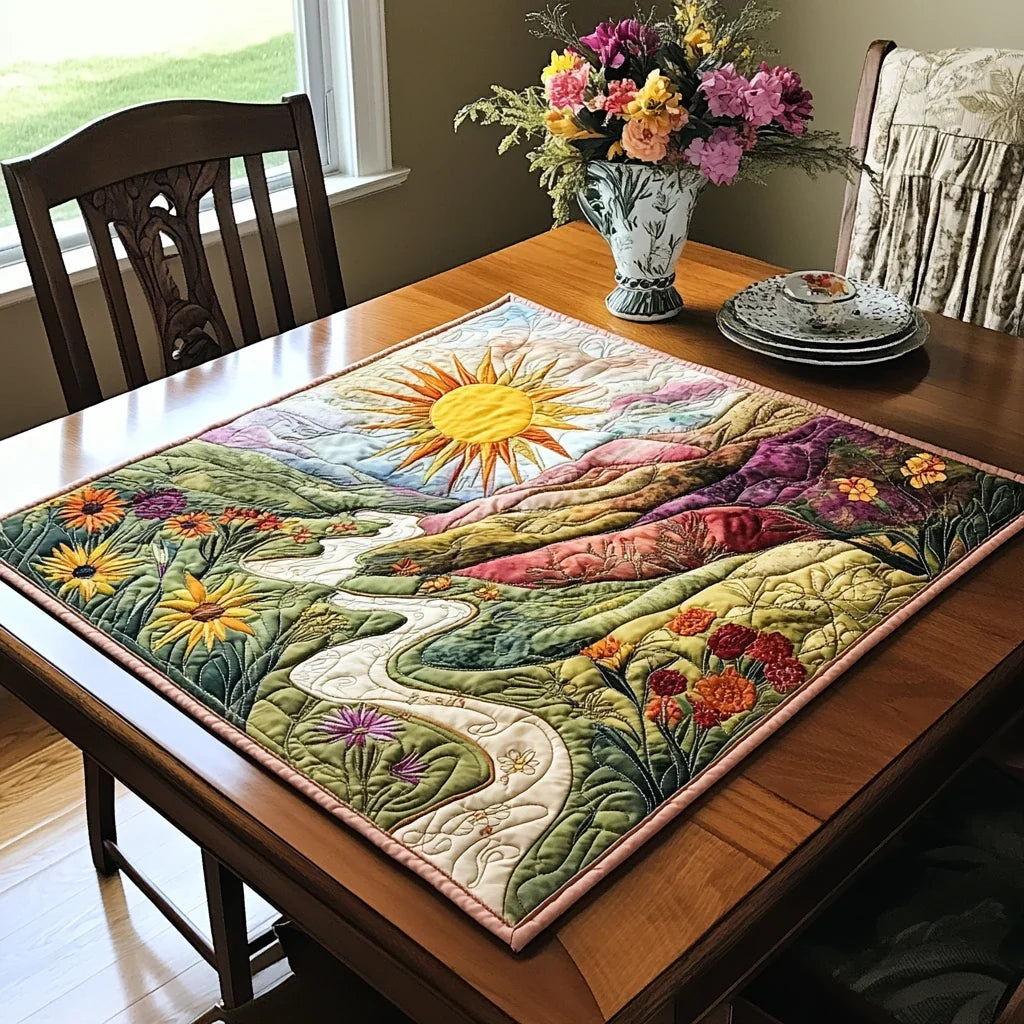 Floral Dawn Quilted Table Topper
