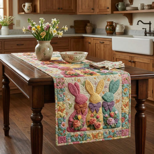 Floral Easter Harmony Quilted Table Runner