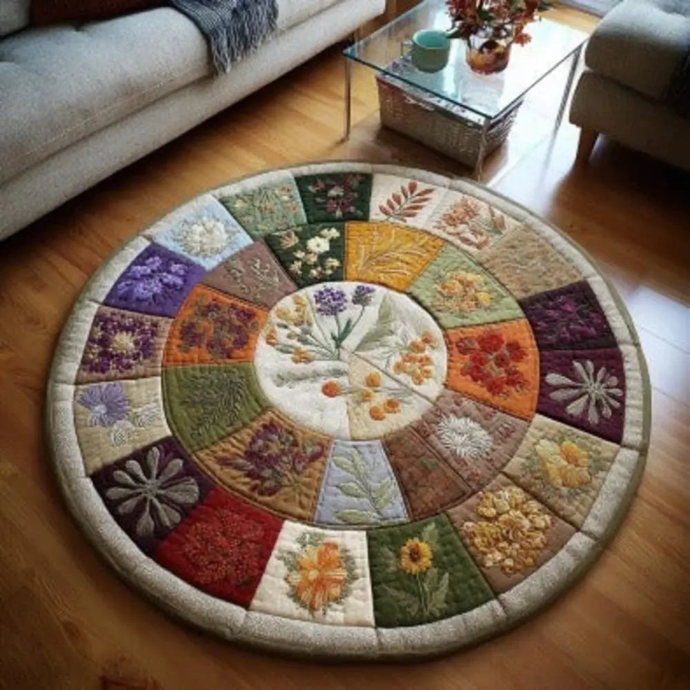 Floral Eclipse Quilted Round Mat