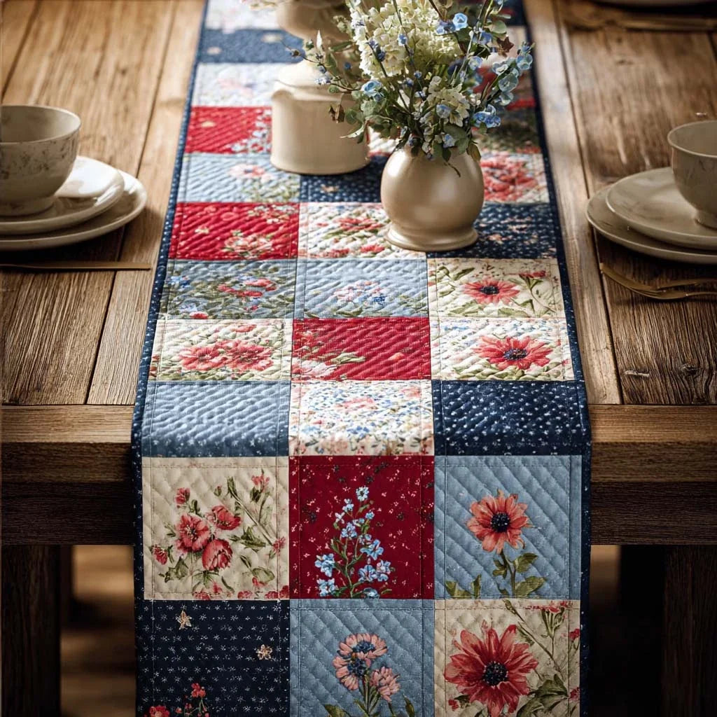 Floral Harmony Quilted Table Runner
