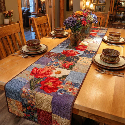 Floral Mosaic Quilted Table Runner
