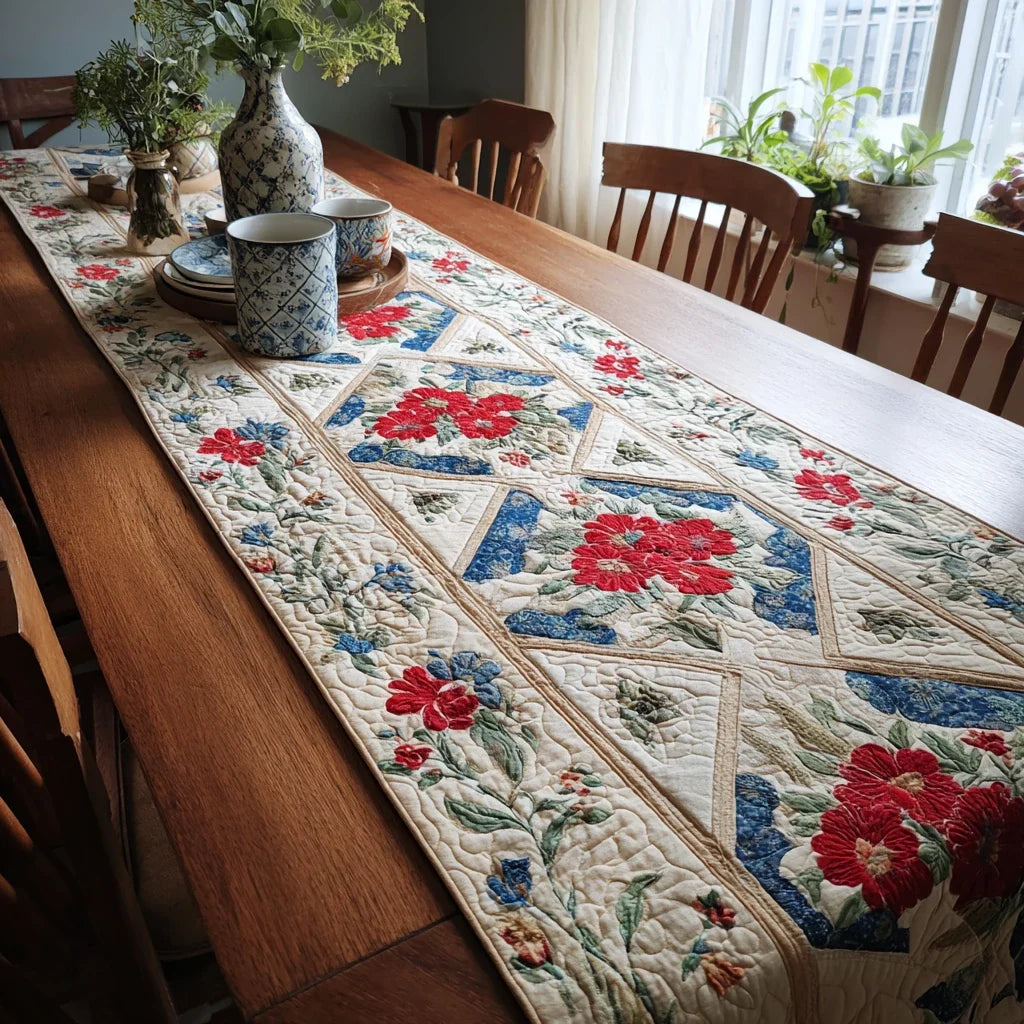 Floral Pathway Quilted Table Runner