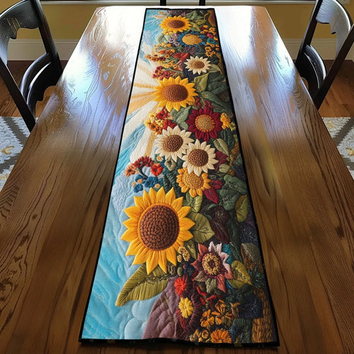 Floral Sunset Delight Quilted Table Runner