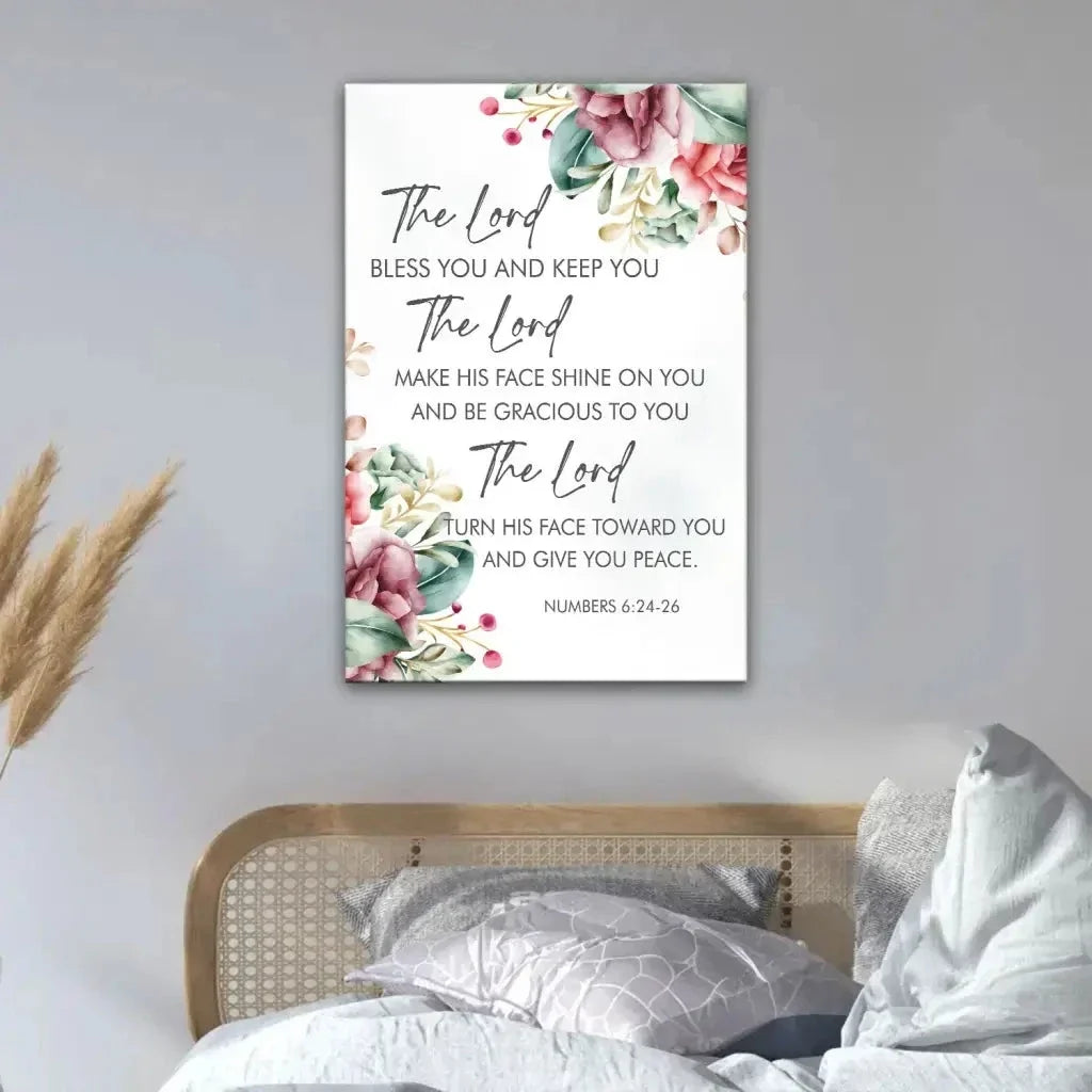 the lord bless you and keep you floral numbers 6 24 26 wall art canvas (view 4)