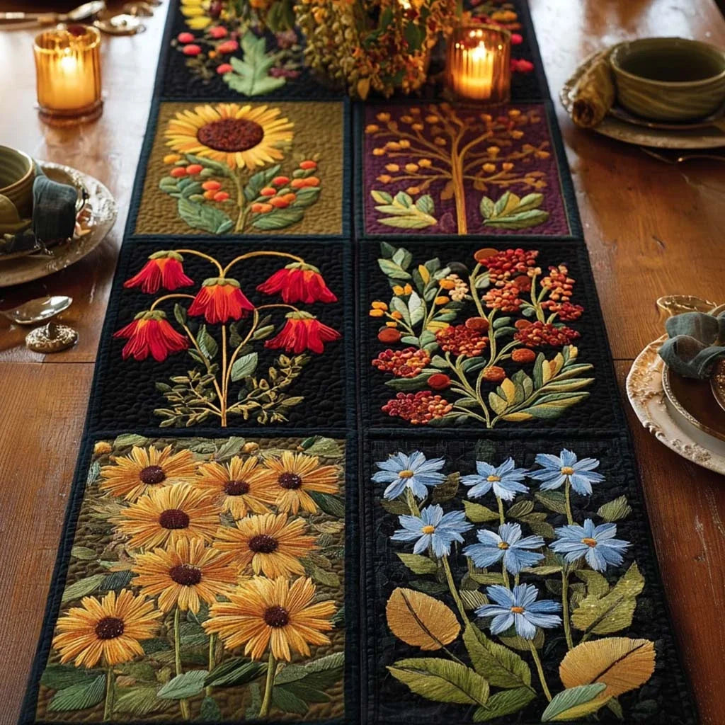 Flower Glow Quilted Table Runner