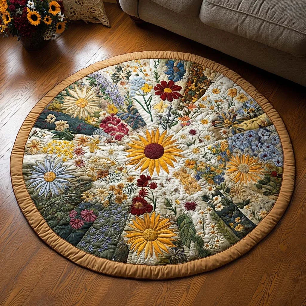 Flower Harmony Quilted Round Mat