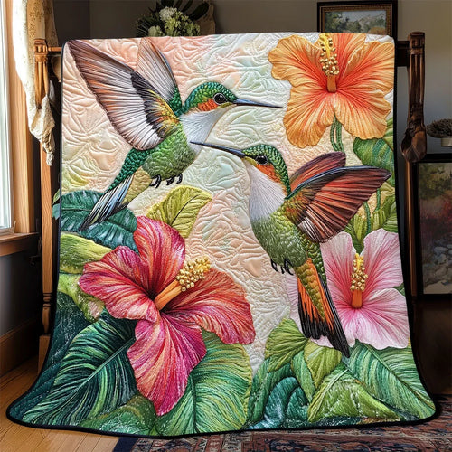 Flower Hummingbird Quilt Blanket