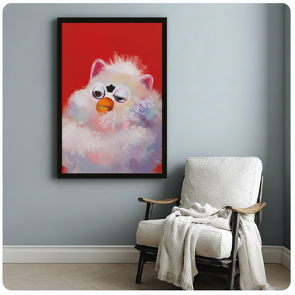 Fluffy Grumpy Bird Red Bold Canvas Wall Art