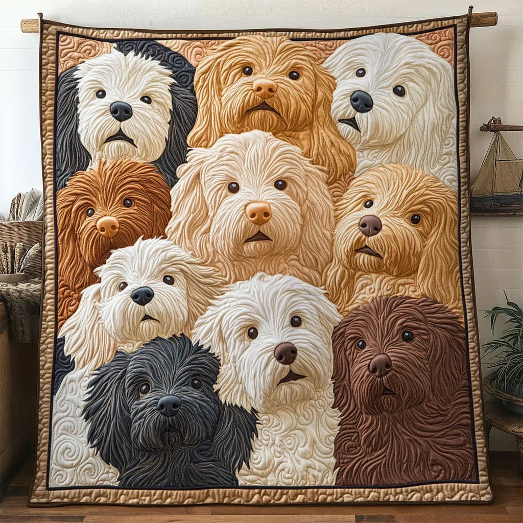 Fluffy Love Golden Doodle Quilt Blanket