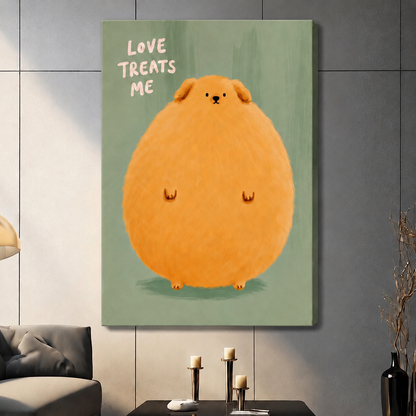 Love Treats Me Chubby Dog Canvas Wall Art