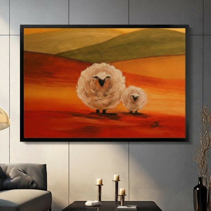 Sunset Sheep Pastoral Canvas Wall Art