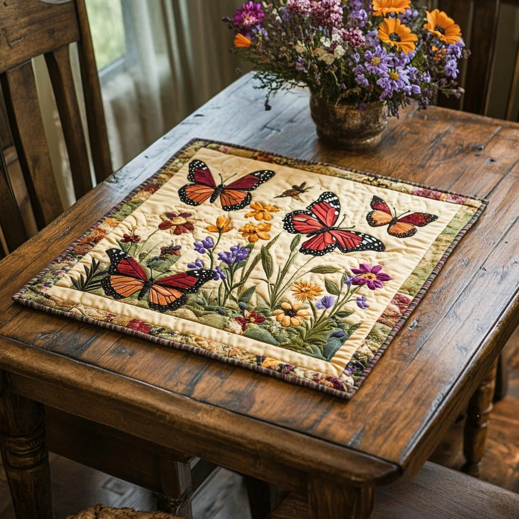 Flutter Bloom Quilted Table Topper