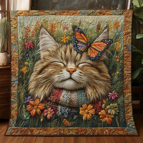 Fluttering Wing Cat Quilt Blanket