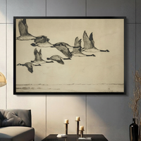 Vintage Canada Geese Sketch Flying Canvas Art