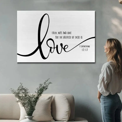 faith hope and love wall art canvas (Landscape) (view 8)