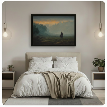Moody Solitary Figure Landscape Oil Painting Canvas