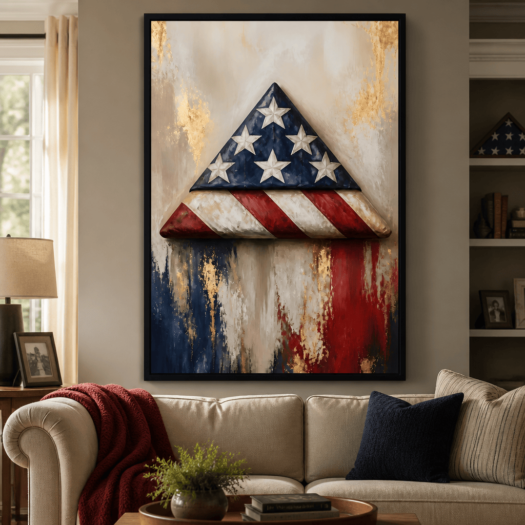 Folded Honor Beneath Gold Leaf Canvas Wall Art