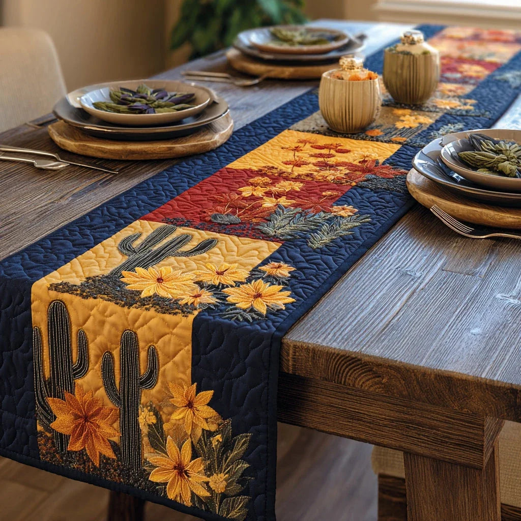 Foliage Cactus Quilted Table Runner