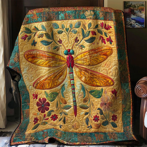 Folk Art Dragonfly Quilt Blanket
