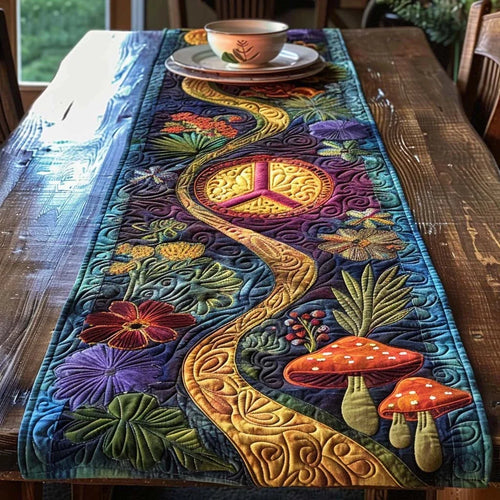 Folk Peace Quilted Table Runner