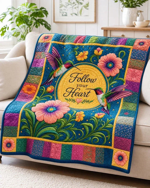 Follow Your Heart Quilt Blanket - Quilted Blanket by Wild and Way