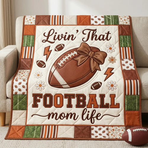 Football Mom Life Quilt Blanket
