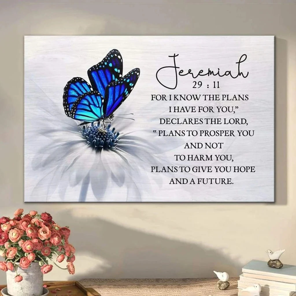 for i know the plans i have for you jeremiah 29 11 butterfly wall art canvas (Landscape)