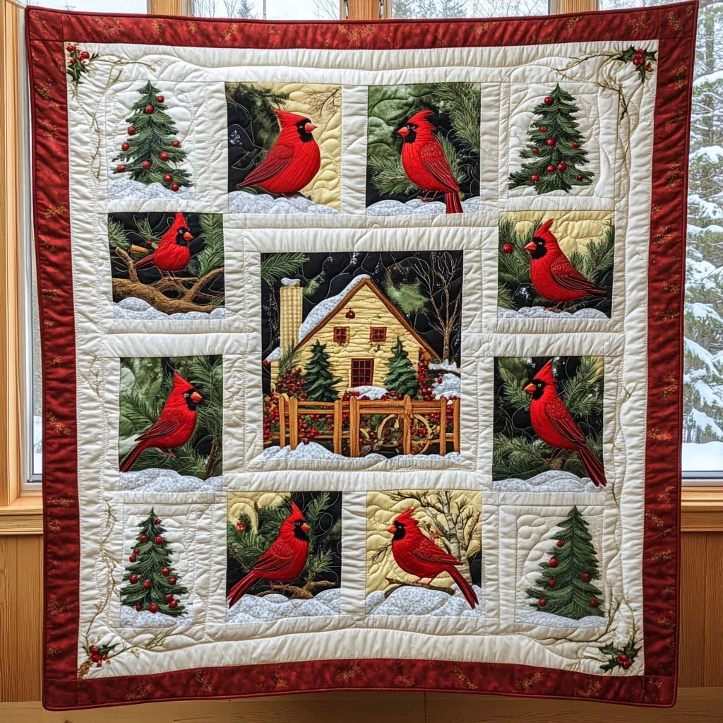 Forest Cardinal Quilt Blanket