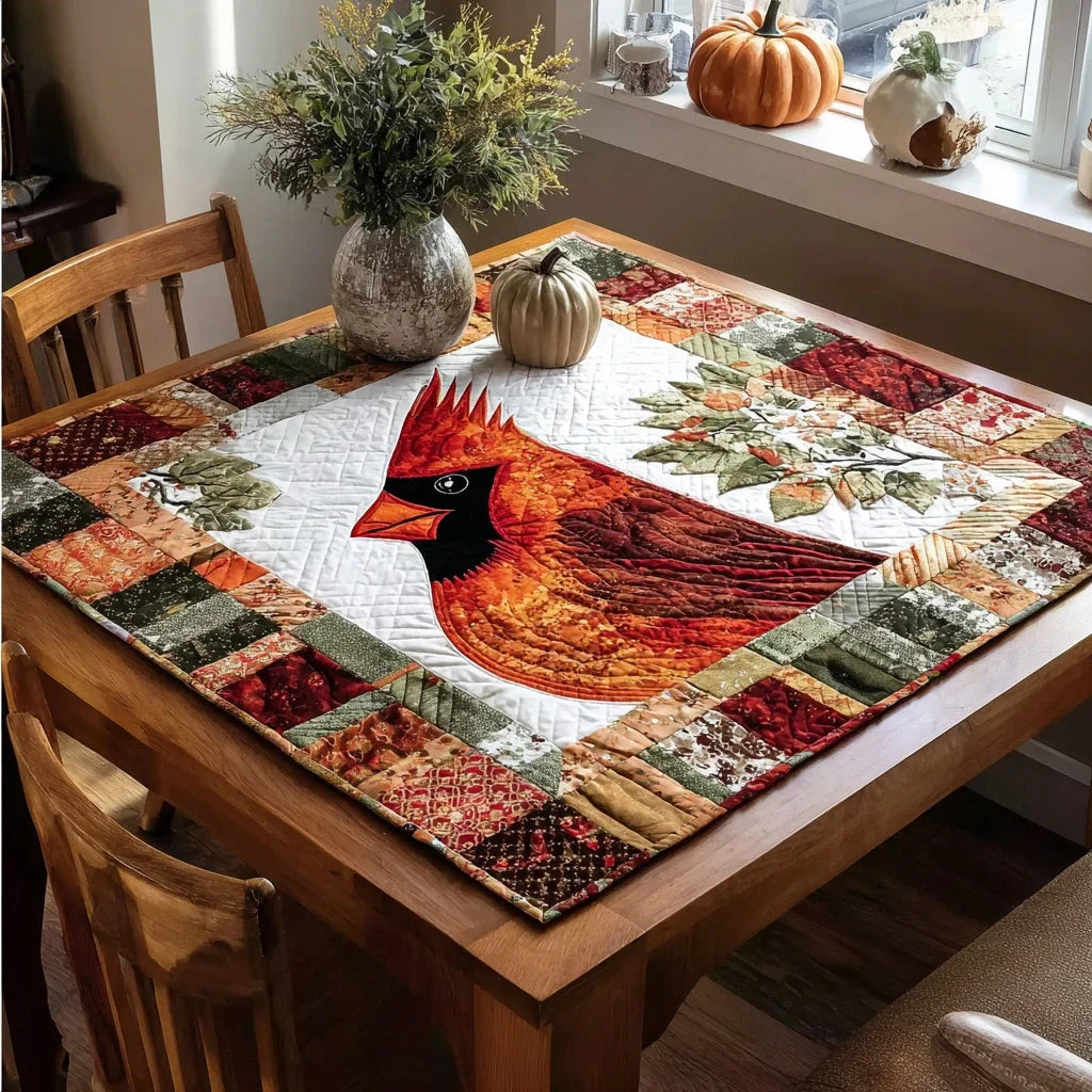 Forest Cardinal Quilted Table Topper