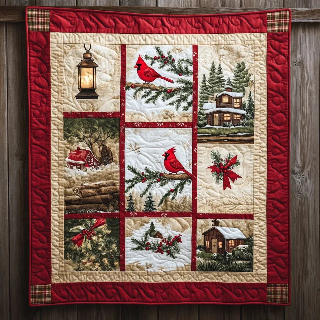 Forest Charm Cardinal Quilt Blanket