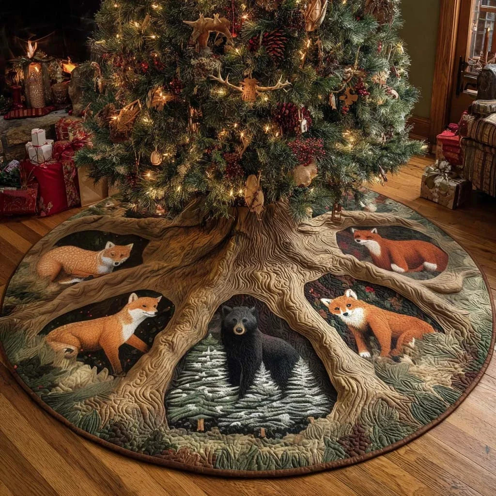 Forest Companions Christmas Quilted Tree Skirt