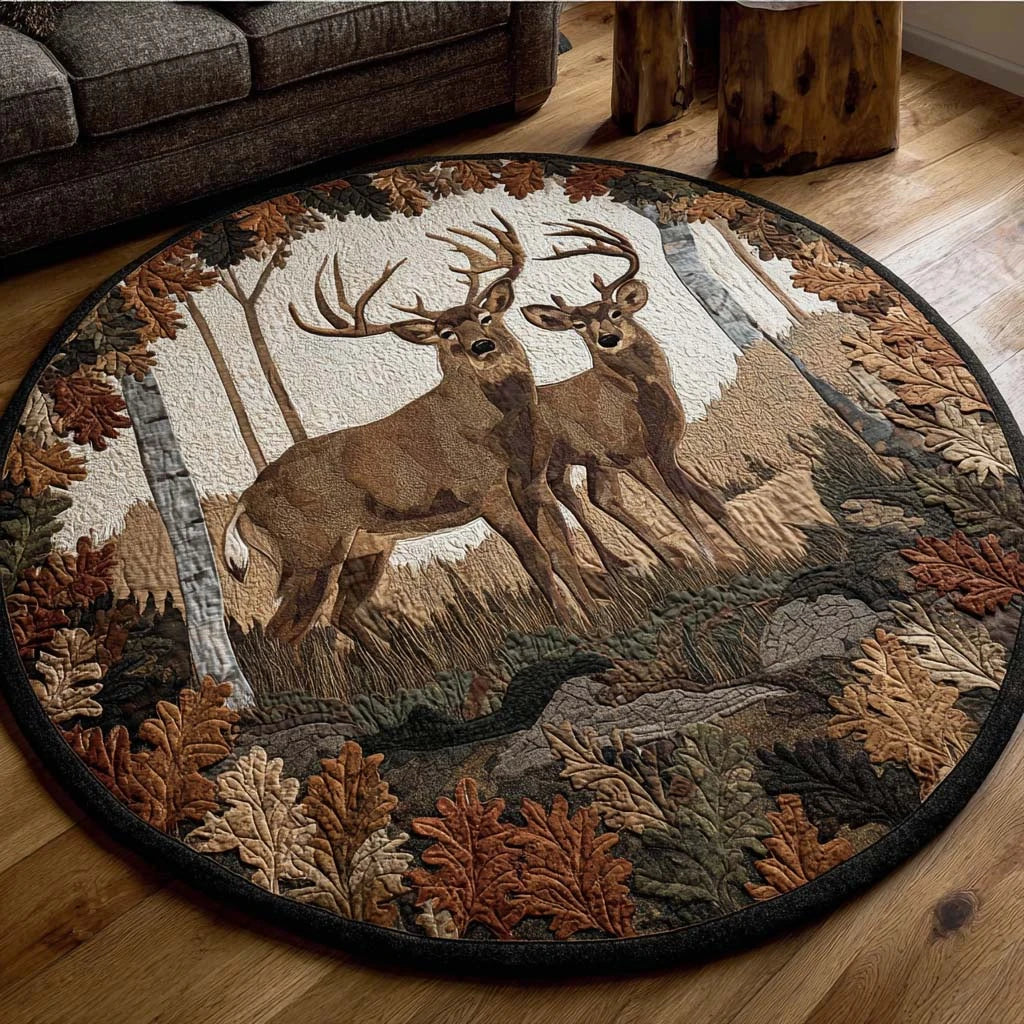 Forest Deer Quilted Round Mat