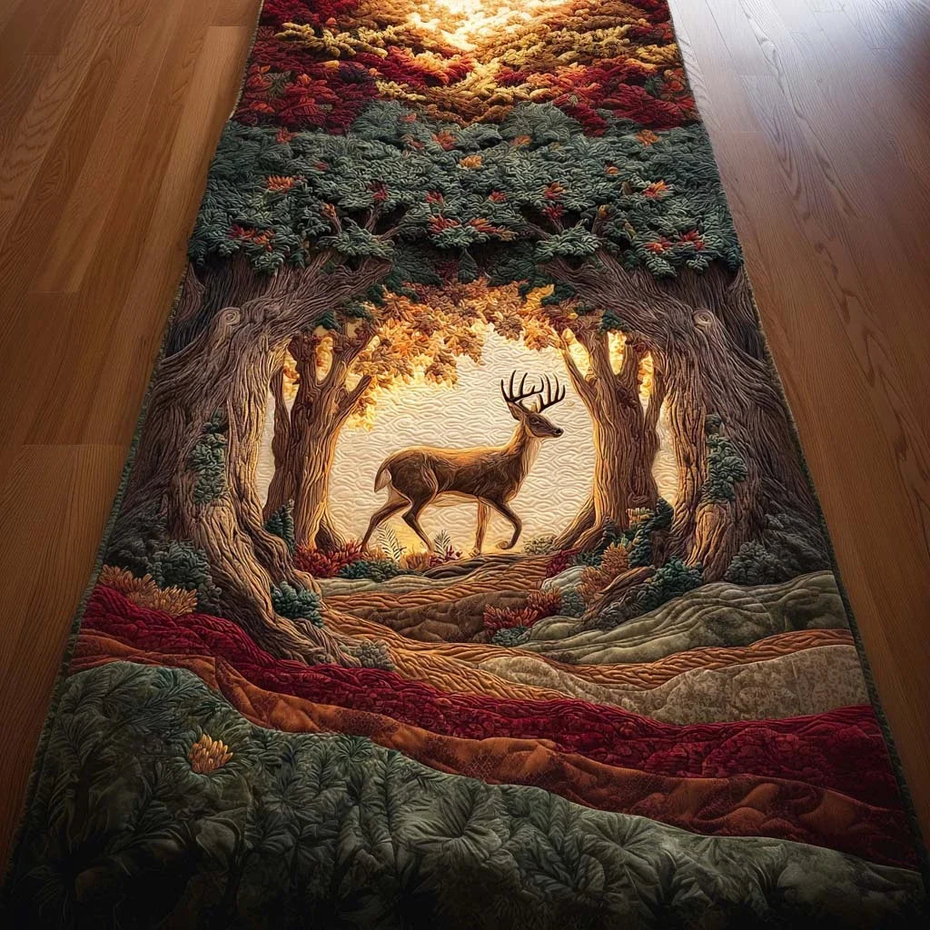 Forest Deer Quilted Table Runner