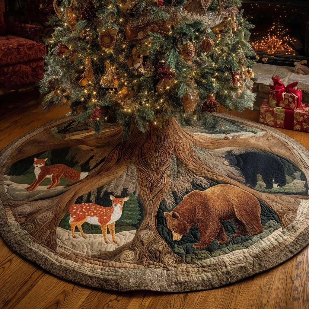 Forest Gathering Christmas Quilted Tree Skirt
